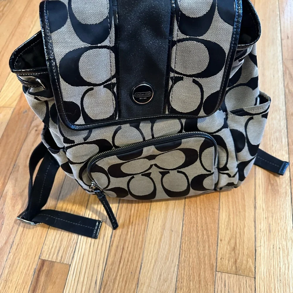 Coach Gray and Black Signature Backpack - Picture 2 of 6